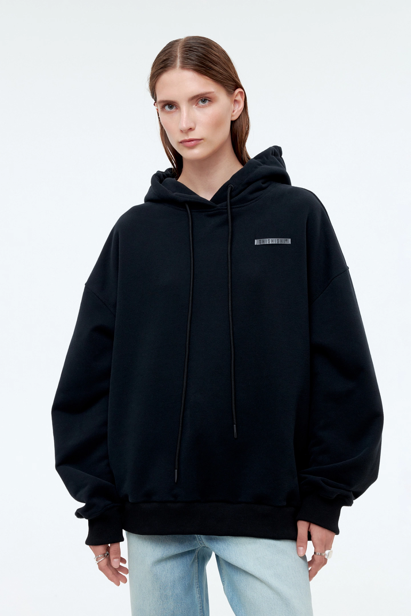 Худи объемный и брюки широкие из трикотажа