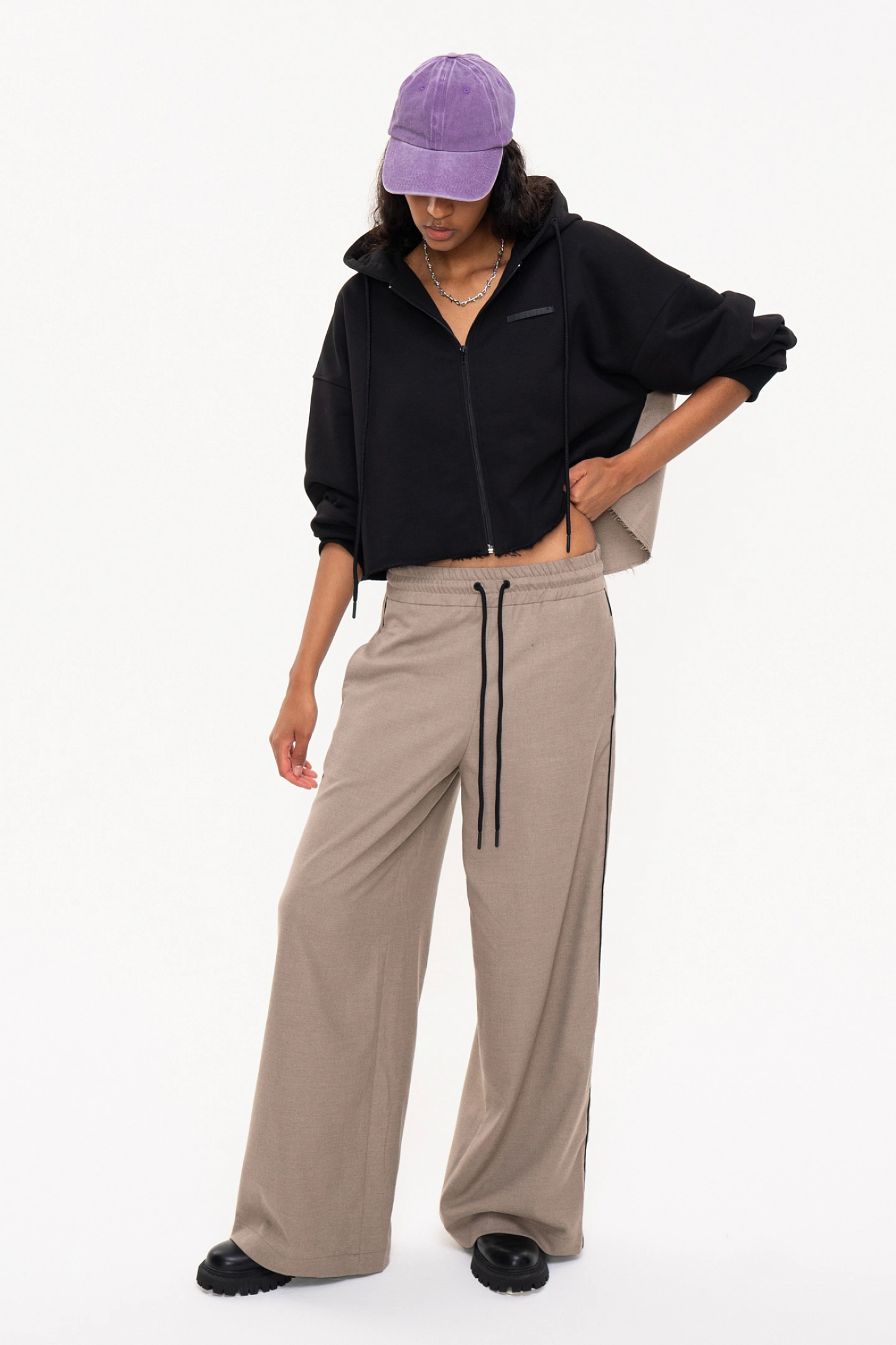 Худи с отделкой из фланели